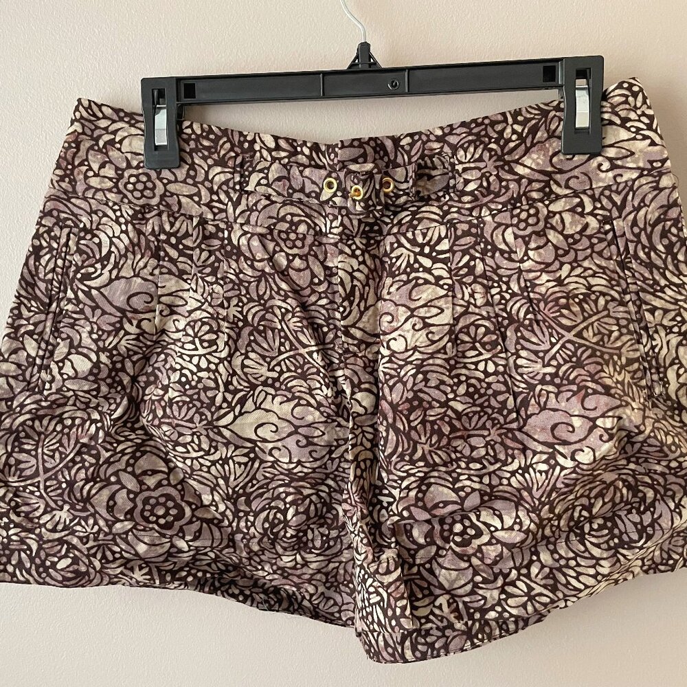 Anthropologie Doodle Shorts Printed Cotton Linen By Coquille size 4 BRAND NEW